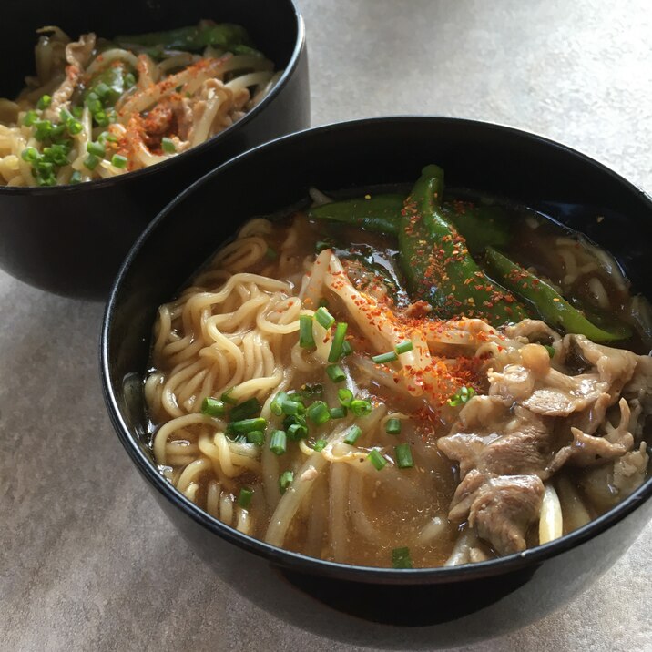 甘長唐辛子ともやしのあんかけラーメン♪